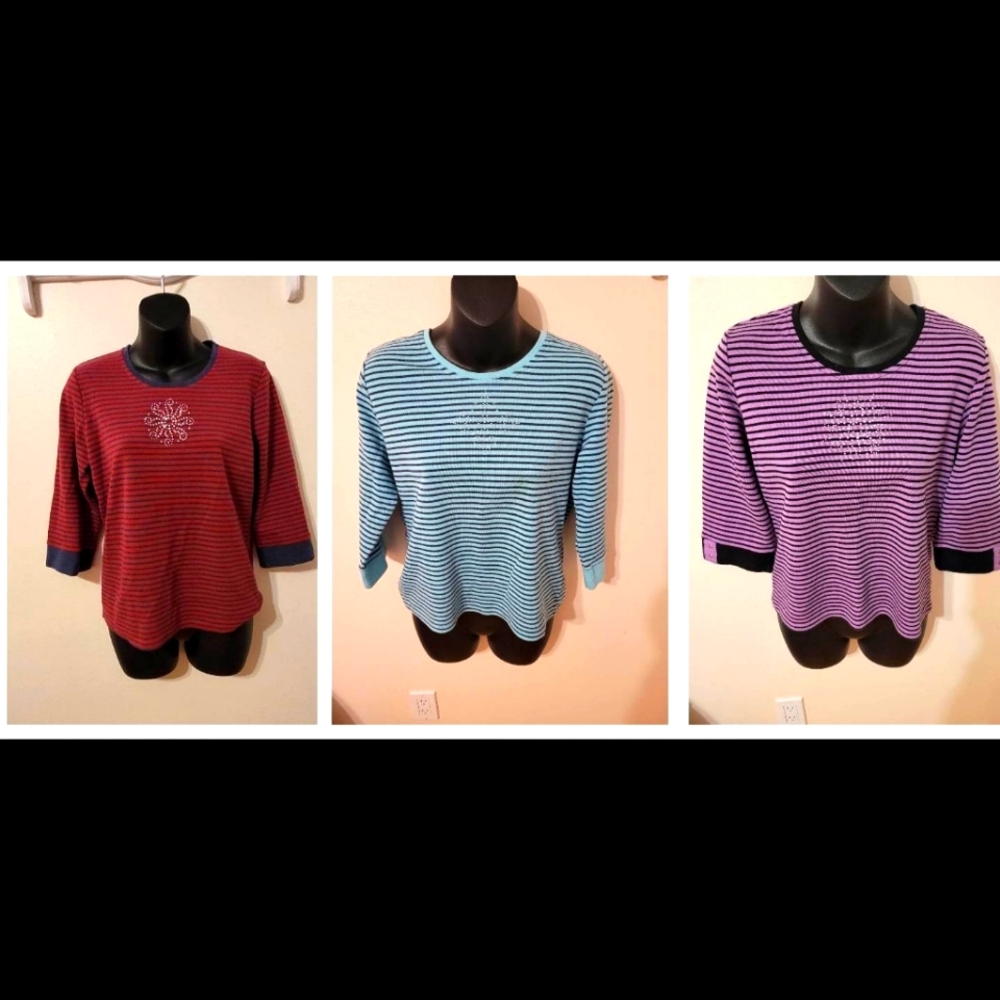 💙Three 3/4 Sleeve Ladies Alia Shirts Size PS/P